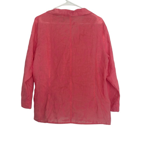 Belongings Sheer Pink Floral Button Down Blouse XL Lightweight Boho Top - Picture 2 of 6